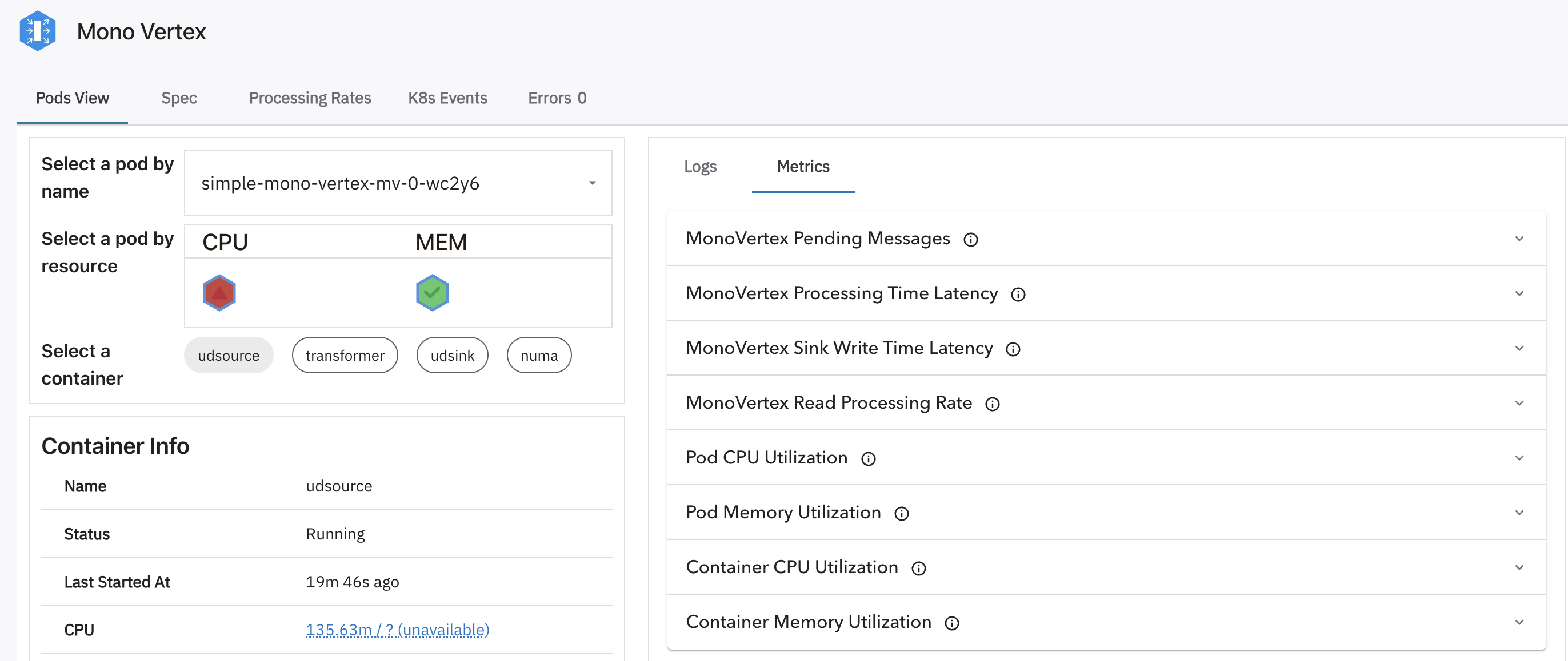 Metrics Tab